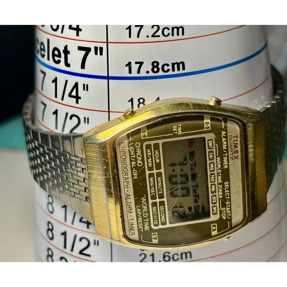 Vintage 1980 Timex GMT World Time Digital Watch